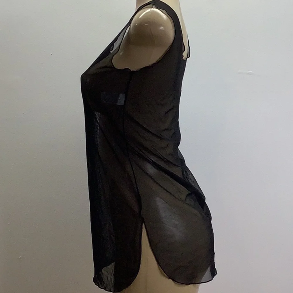 Zuliana Size S/M Black Mesh Cover Up Beach Dress. Made in USA. New With Tags